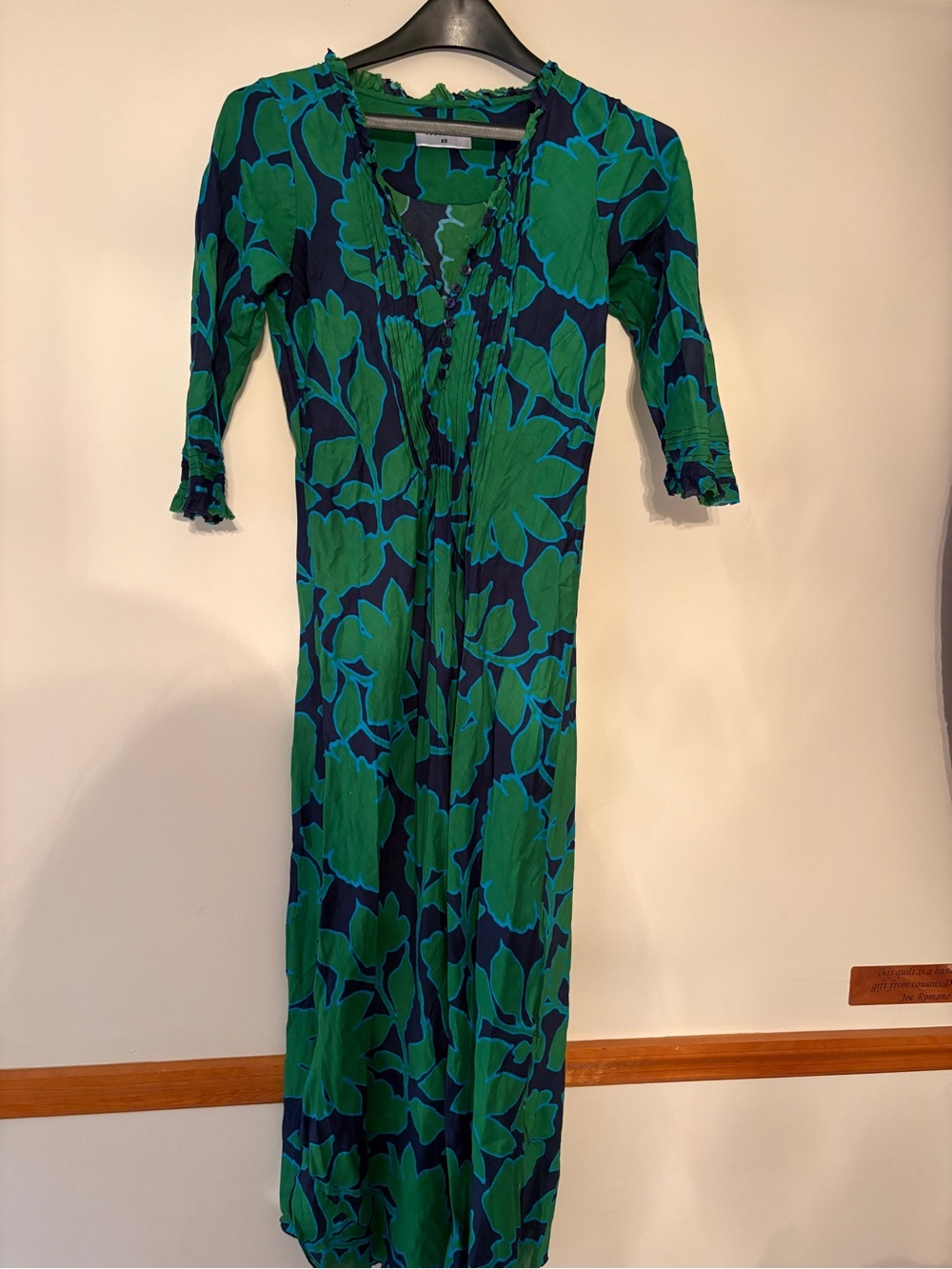 One Season Australia XS Blue & Green Floral Maxi Dress Boho Resort